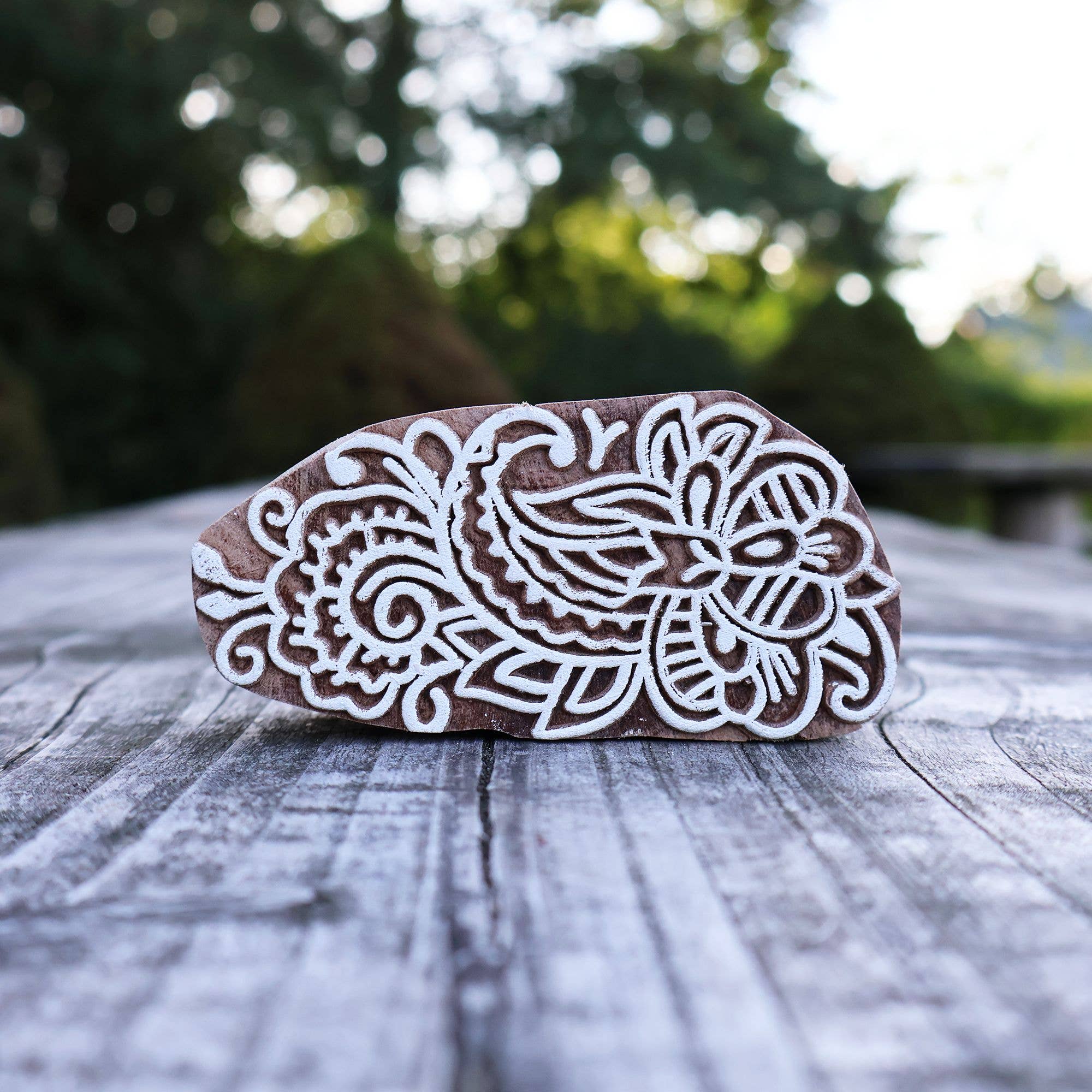 Tribal Trade GmbH - Wholesale Rubber/Decorative Stamp - Stamp Wood Flower Mix 9cm Decoration Floral Wood Stamp8