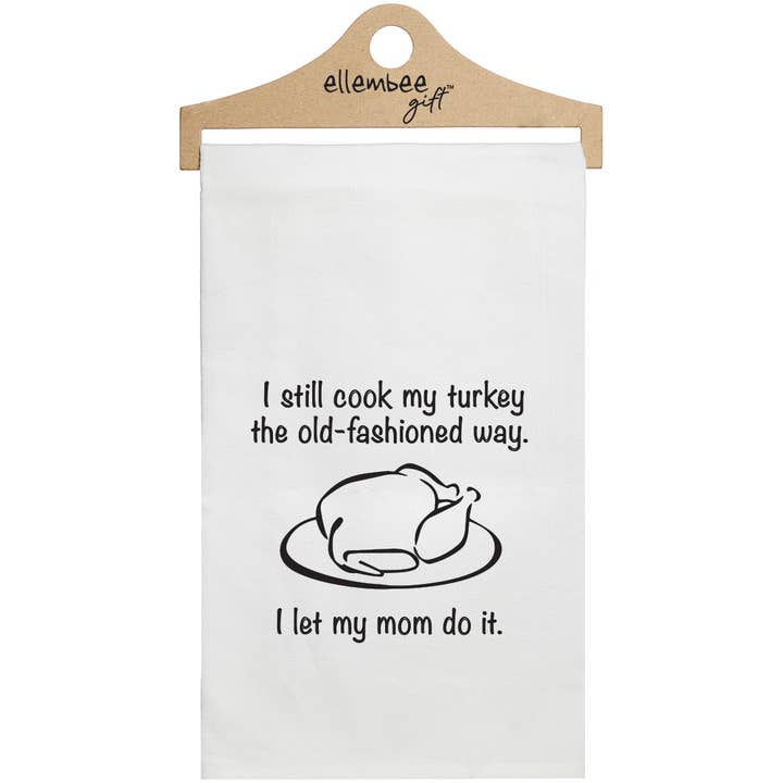 White I still cook my turkey the old-fashioned way towels for wholesale by ellembee gift