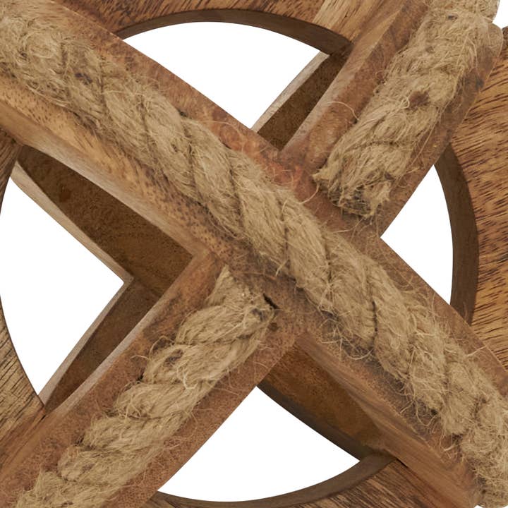Saro Lifestyle - Wholesale Decorative Tabletop Object - Natural Wooden Rope Decorative Orb7