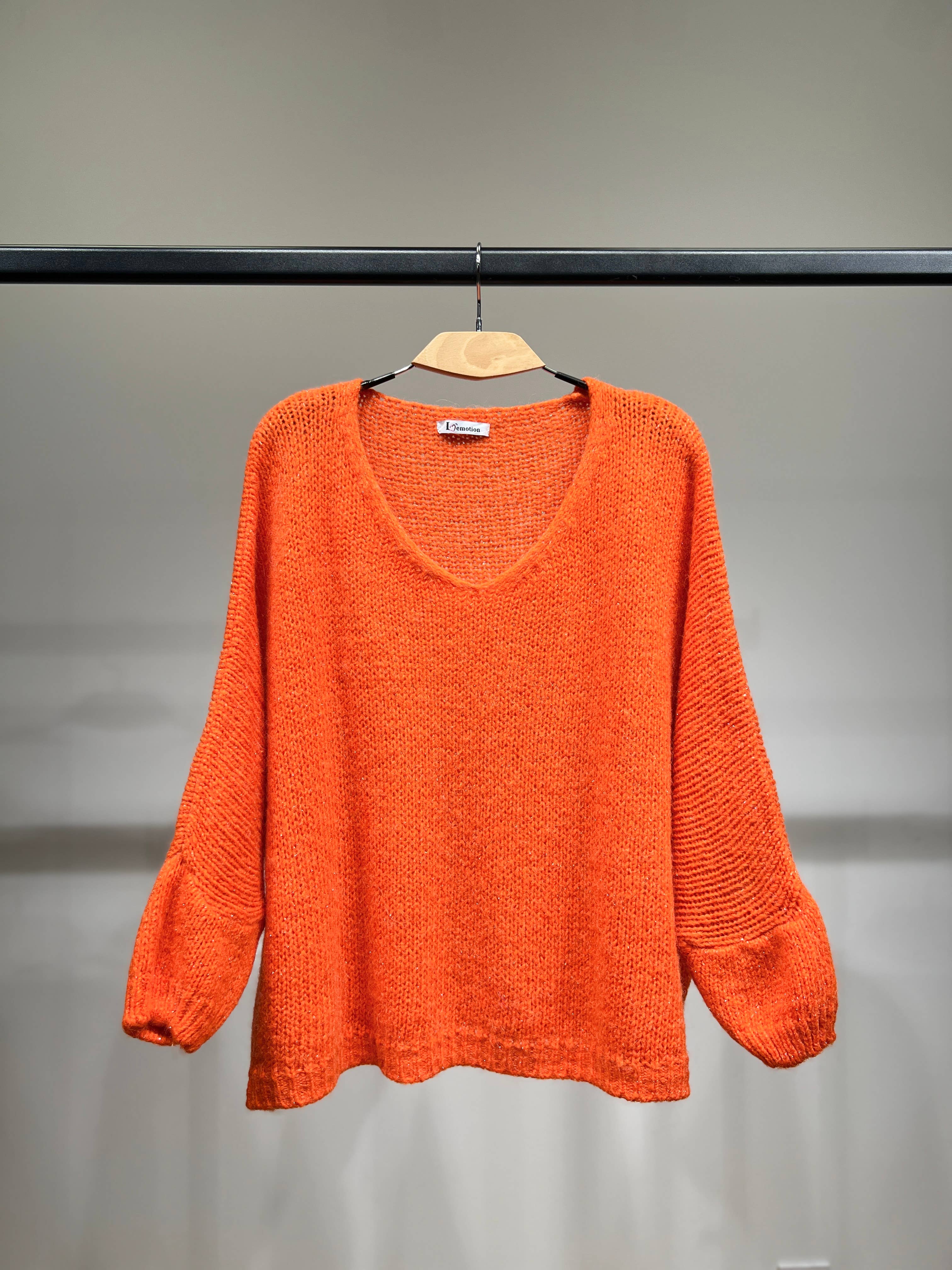 L'Emotion – Pulôver - Mulher por atacado – Suéter de malha larga com manga longa em lurex 60% mohair/lã virgem5