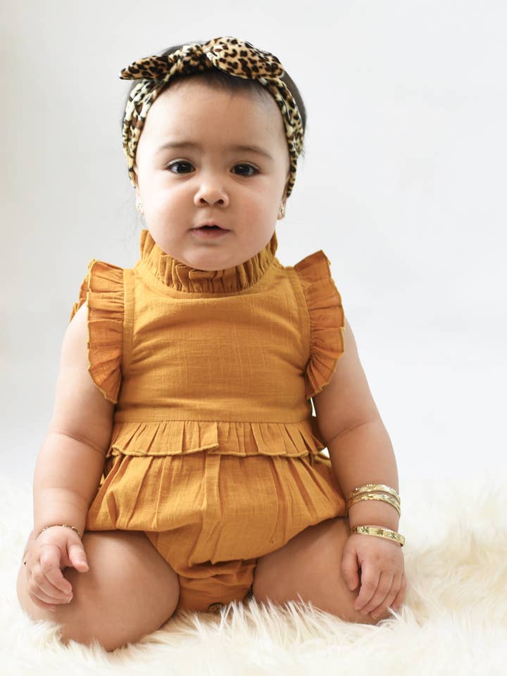 Mustard Ruffles Infant Romper : Infant : Baby for wholesale by Yo Baby