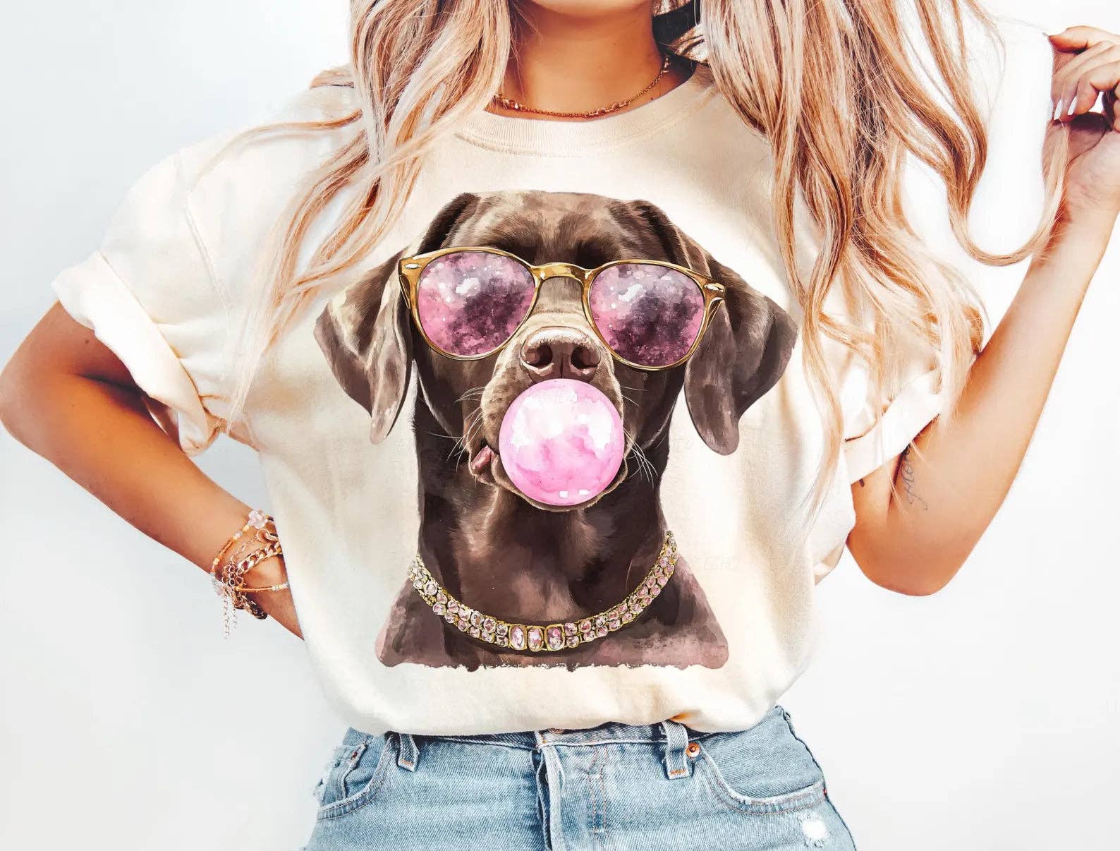 Small Biz Shipping Co - Wholesale Sublimation Transfer - DTF Full Color Transfer - Chocolate Lab Bubble Gum0