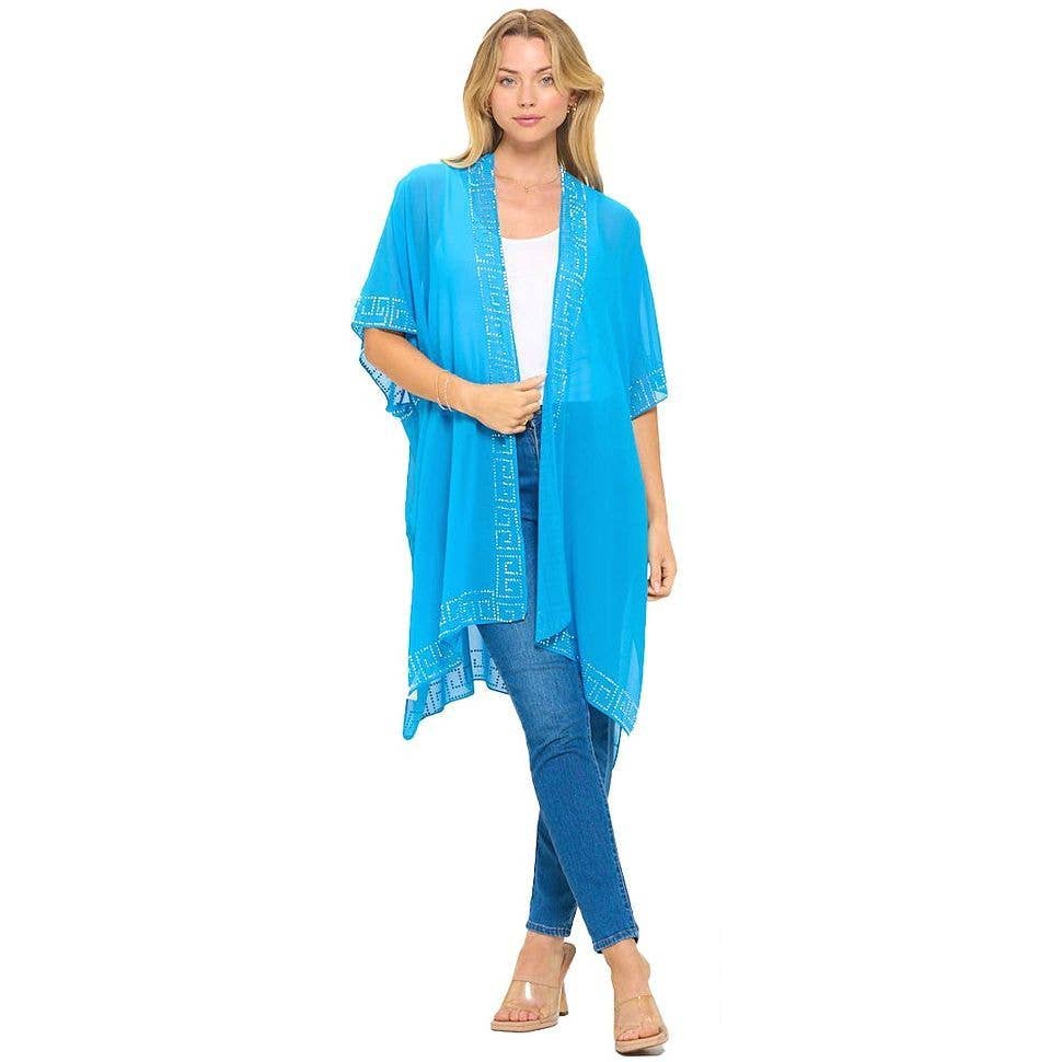 Diacly – wholesale Kimono – Women's – Greek Pattern Edge Rhinestone Beach Party Chiffon Shawl1