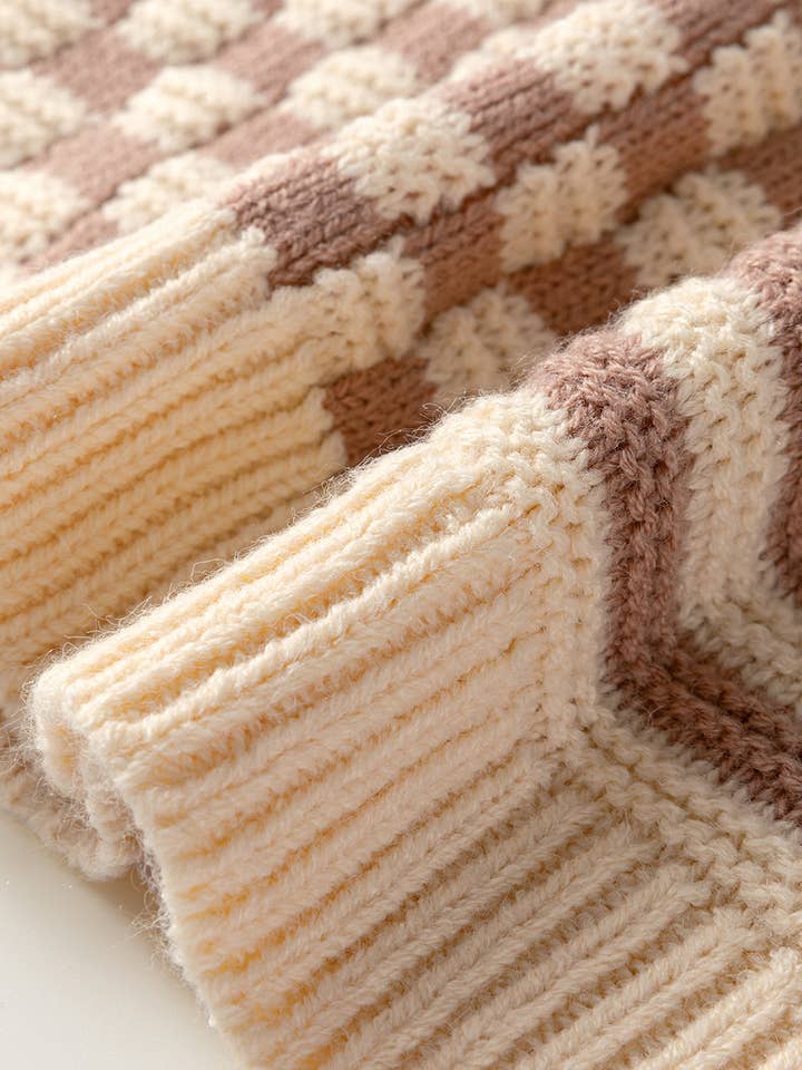 Khaki Stripe Sofia Shoulder Balloon Sleeve Sweater for wholesale on Faire10