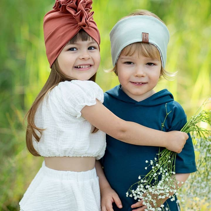 Ander - Venta al por mayor Sombrero - Niños - Gorro turbante de verano para niña de algodón elástico fabricado en Polonia6