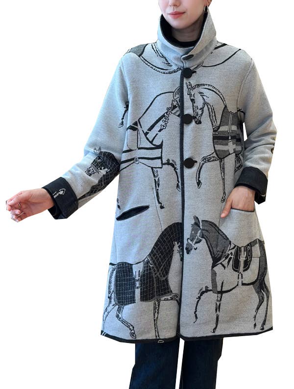 Winding River - Wholesale Coat - Women's - Equestrian Black/White Reversible Coat – Trotter Collection1