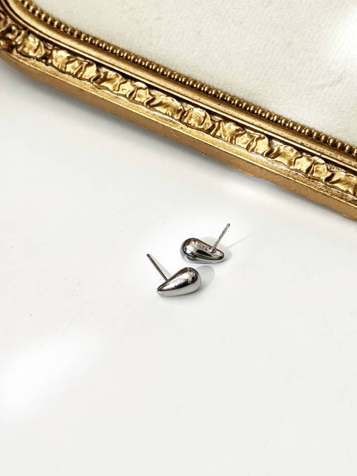 Mini Silver Droplet Studs for wholesale by Earth + Clay Collective