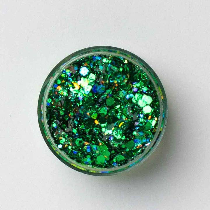 "Lucky Lady" Green Glitter Gel - Hair, Face, Body for wholesale by Galexie Glister
