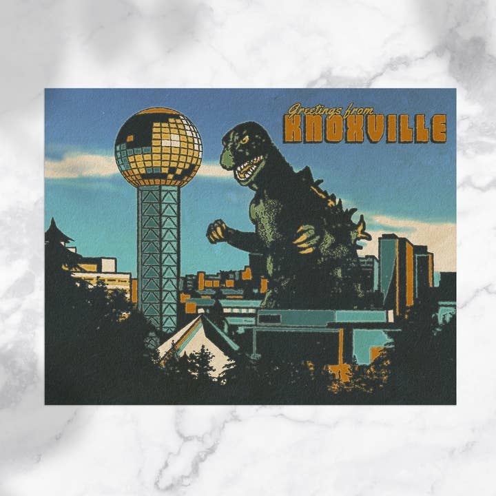 Knoxville Godzilla Sticker for wholesale by Cluster Funk Studio
