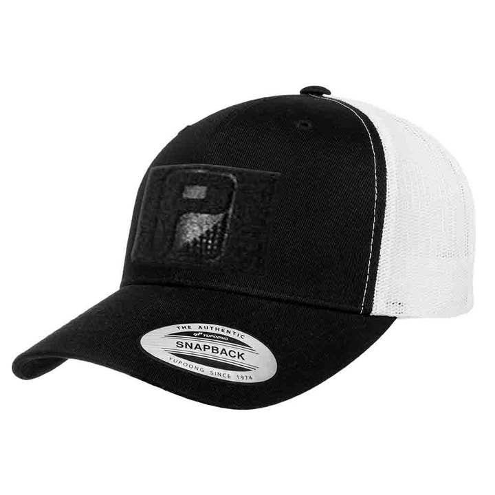 Trucker-Cap mit gebogenem Schirm und Snapback von Pull Patch (Schwarz/Weiß) für den Großhandel von Pull Patch