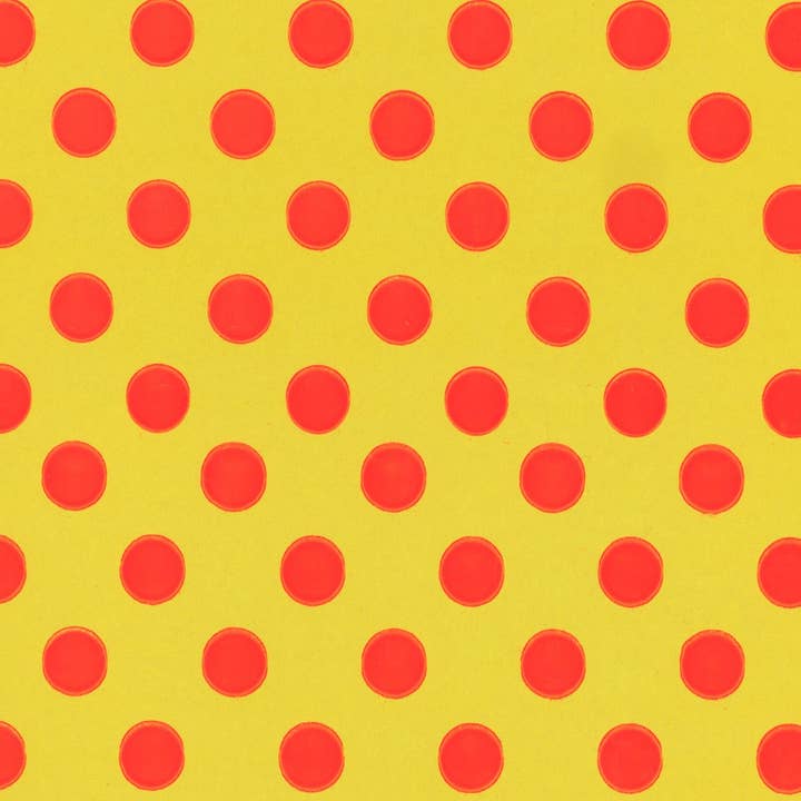 Yellow and Neon Orange Polka Dot Vintage Paper for wholesale by Yozo Studio