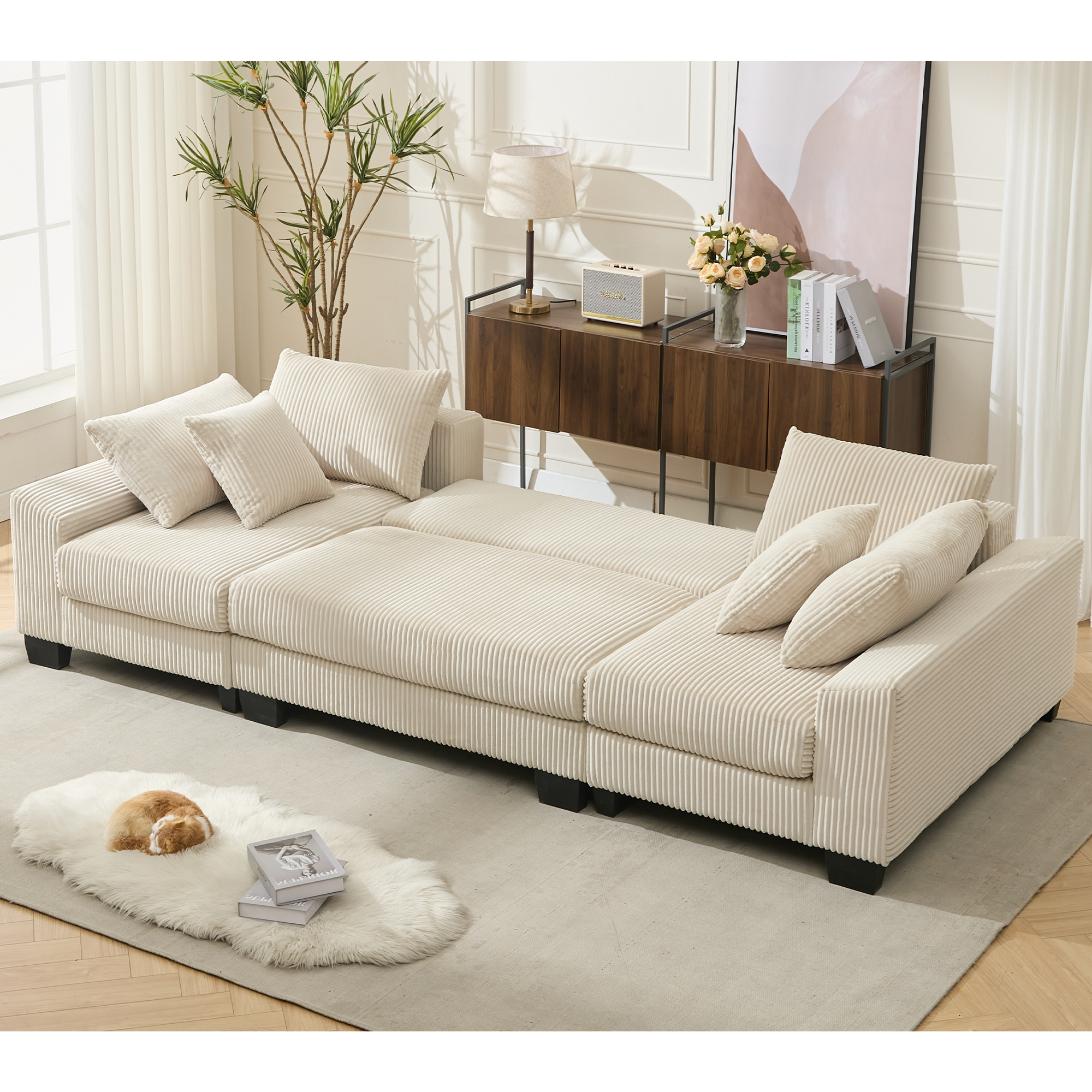 39F Inc. - Wholesale Sofa - 114" U-Shaped Sleeper Sofa with Pull-Out Bed & Chaise17