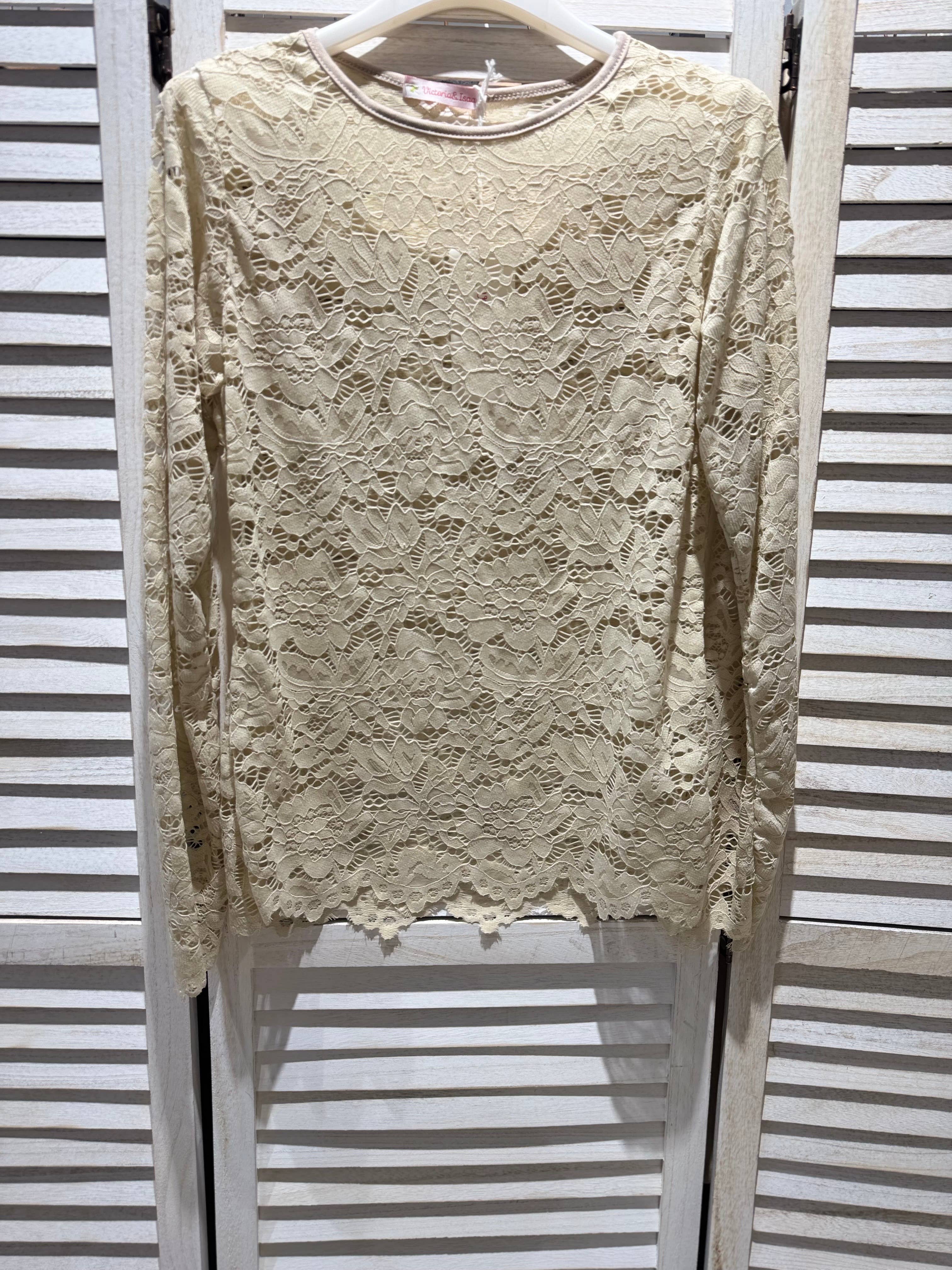 VICTORIA&ISAAC - Wholesale Blouse - Women's - Long-sleeve lace top - 2556ecru3