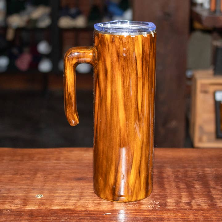 20 Oz Woodgrain Tumbler w/ Handle for wholesale by Overholt Supply Co.