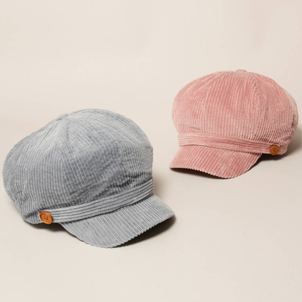 Fashion City - Wholesale Newsboy/Schoolboy Hat - Women's - Women's Solid Corduroy Cabbie with Buttons5