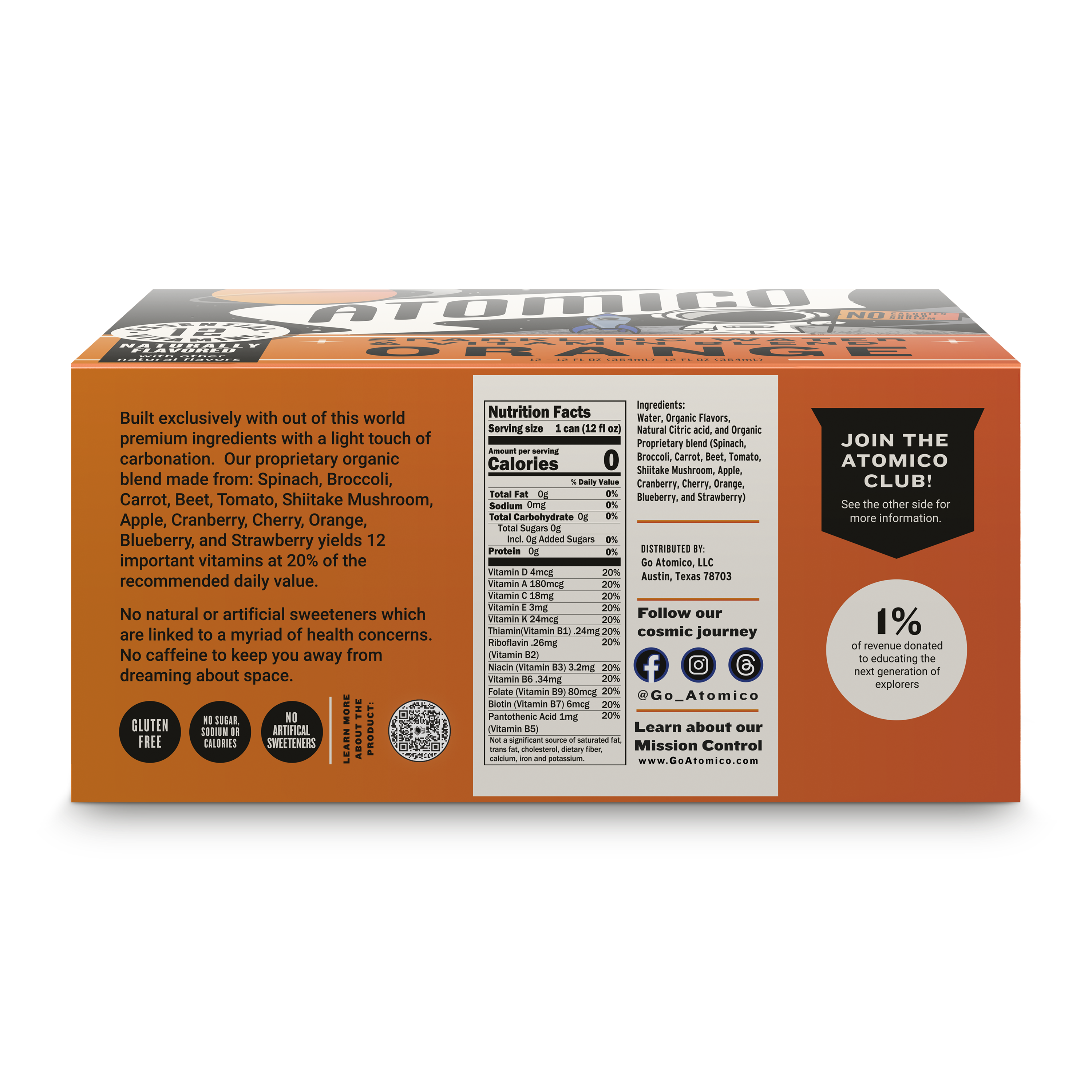 ATOMICO - Wholesale Sparkling Water - ATOMICO Sparkling Water  - Orange - 12pk7