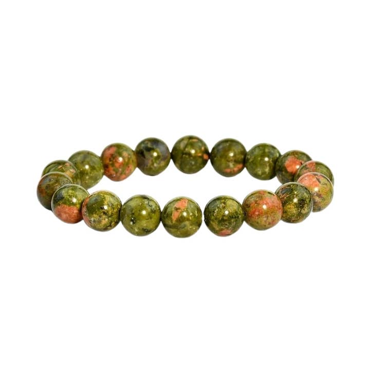 Bracelet en cristal - Unakite 8 mm, paquet de 5 pour la vente par Earths Elements Wholesale