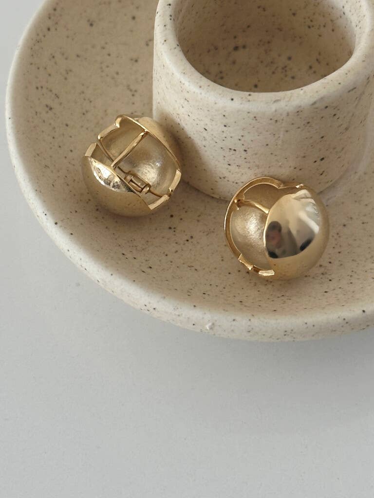 MOND HAUS - Wholesale Huggie Earrings - Anita Earrings | Puff Sphere Ball Snap Closure Huggie Hoop7