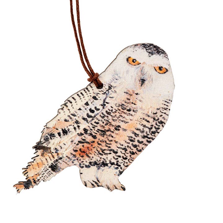 Snowy Owl right facing decoration for wholesale by Clare O’Neill Artworks