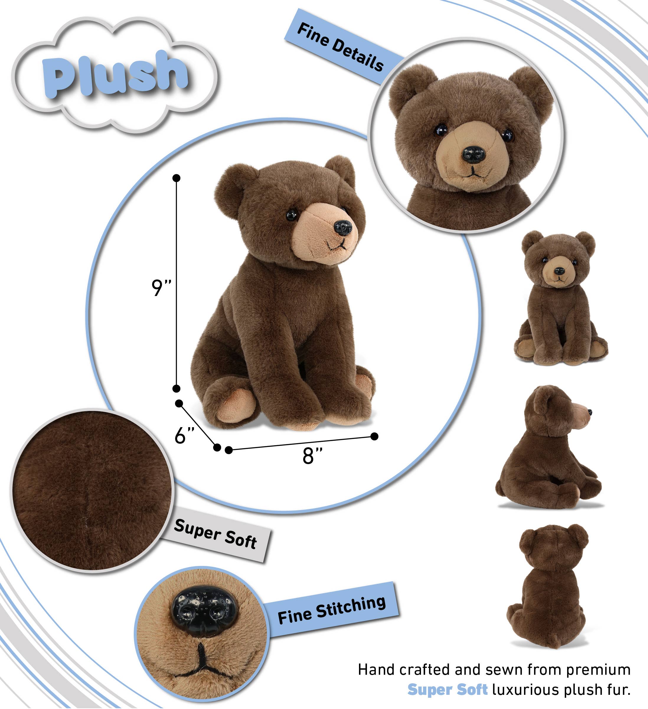 Cota Global – wholesale Fyllda/plyschleksaker - Barn och baby – Supermjuk plysch - Slapp grizzlybjörn 9"2