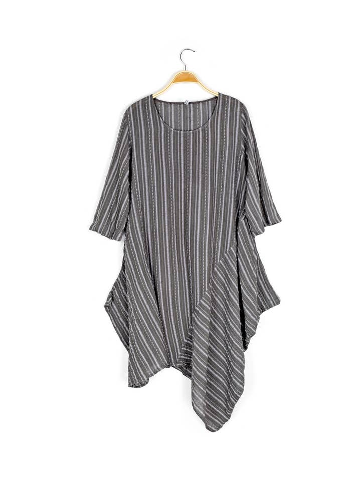 Nusantara Inc. - Wholesale Dress - Women's - Cotton Stripe Dress-06554 (S/M, L/X)2