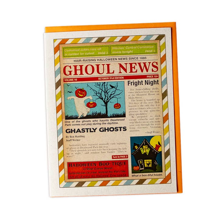 Ghoul News Halloween Greeting Card – Vintage Style - A2 for wholesale by Sunshine and Ravioli