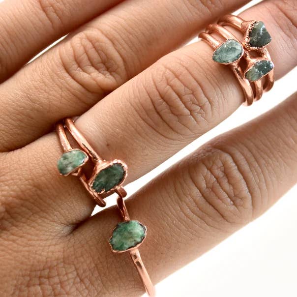 Daddy Daughter Jewelry - Venta al por mayor Anillos solitarios - Anillo de esmeralda | Anillo de piedra de nacimiento de mayo | Joyas de piedra de nacimiento9