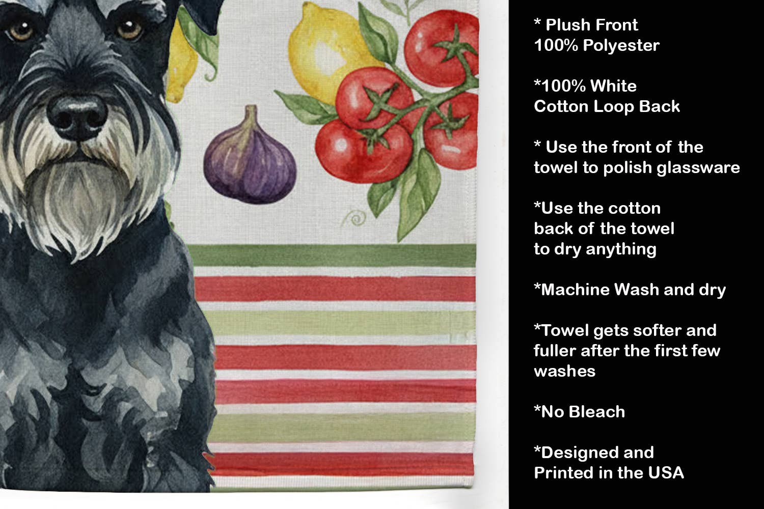 Caroline's Treasures - Wholesale Hand Towel - Standard Schnauzer Vegetables Towel WDK84322