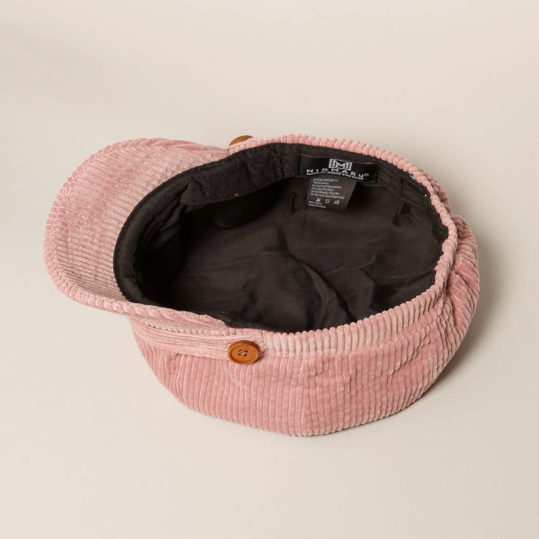 Fashion City - Wholesale Newsboy/Schoolboy Hat - Women's - Women's Solid Corduroy Cabbie with Buttons17