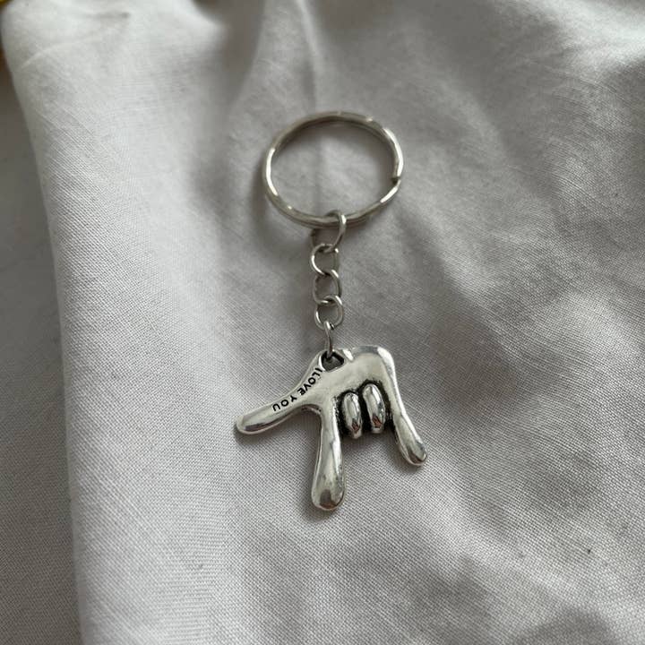 Roshni Desai & Things – Großhandel Schlüsselanhänger – Damen – Ich liebe dich Zeichensprache Schlüsselring ASL Keyring Ich liebe dich Keyc4