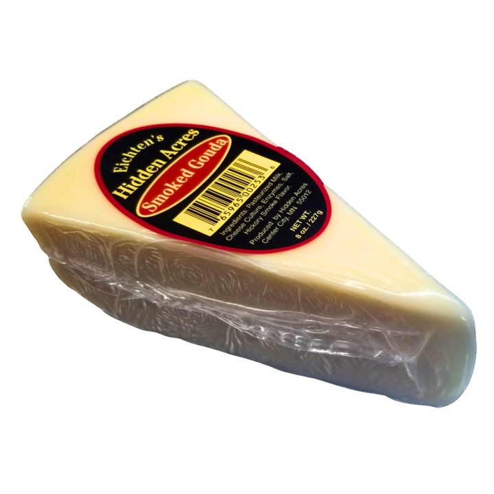 Smoked Gouda Cheese 8 OZ Wedge for wholesale by Eichtens Cheese