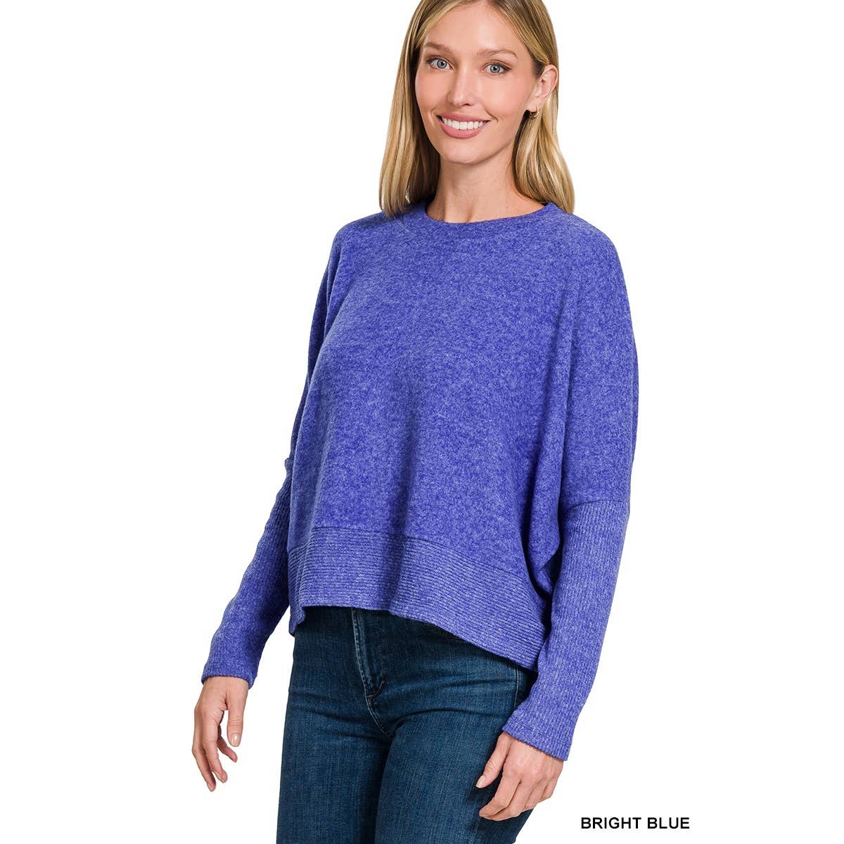 Apolline - Vente Pull en maille – femme - PULL À MANCHES HACCI DOLMAN EN MÉLANGE BROSSÉ0