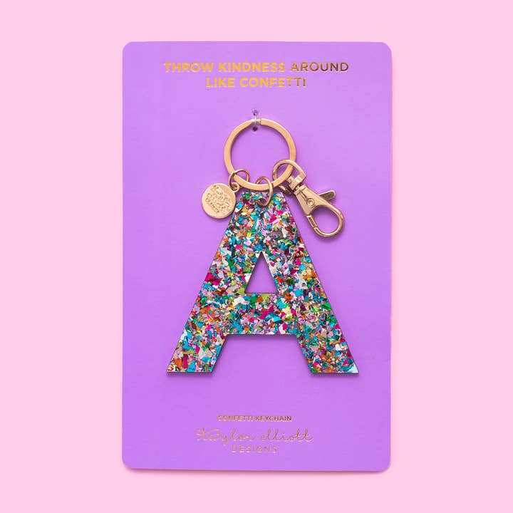 Taylor Elliott Designs - Wholesale Keychain - Women's - Keychain - Letters A - Z - Colorful Confetti - Each