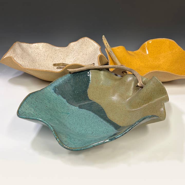 Large Driftwood Ruffle Bowl for wholesale by Jennifer Lee Studios