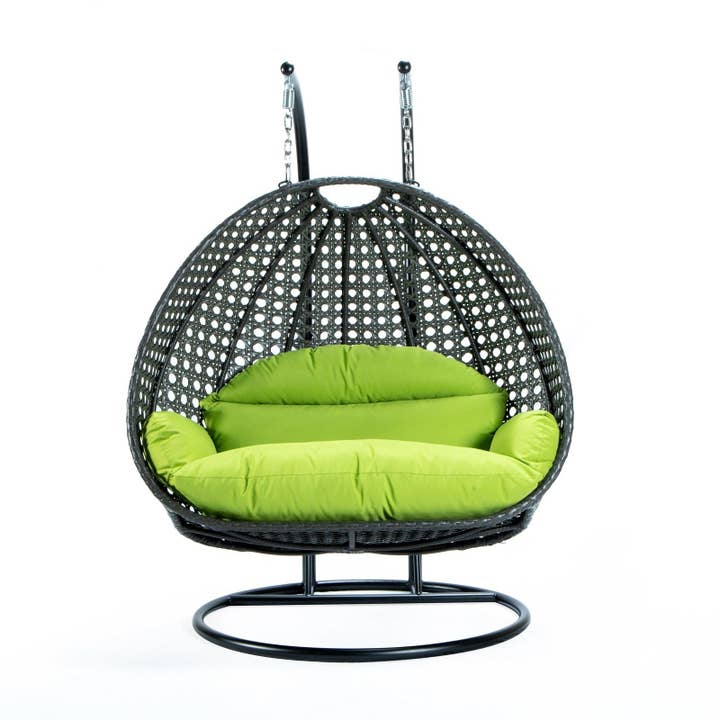 LeisureMod - Wholesale Egg Chair - Modern Charcoal Wicker Hanging Double Seater Egg Swing Chair74