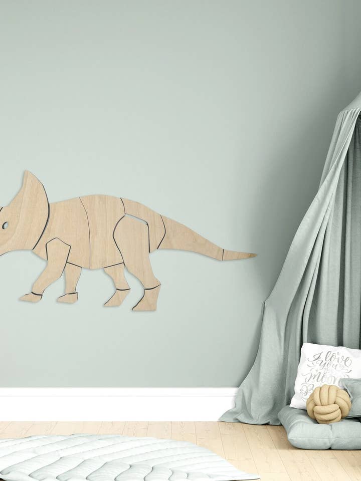 Origami Wooden Dinosaur Wall Puzzle for wholesale by Dash Ten Works
