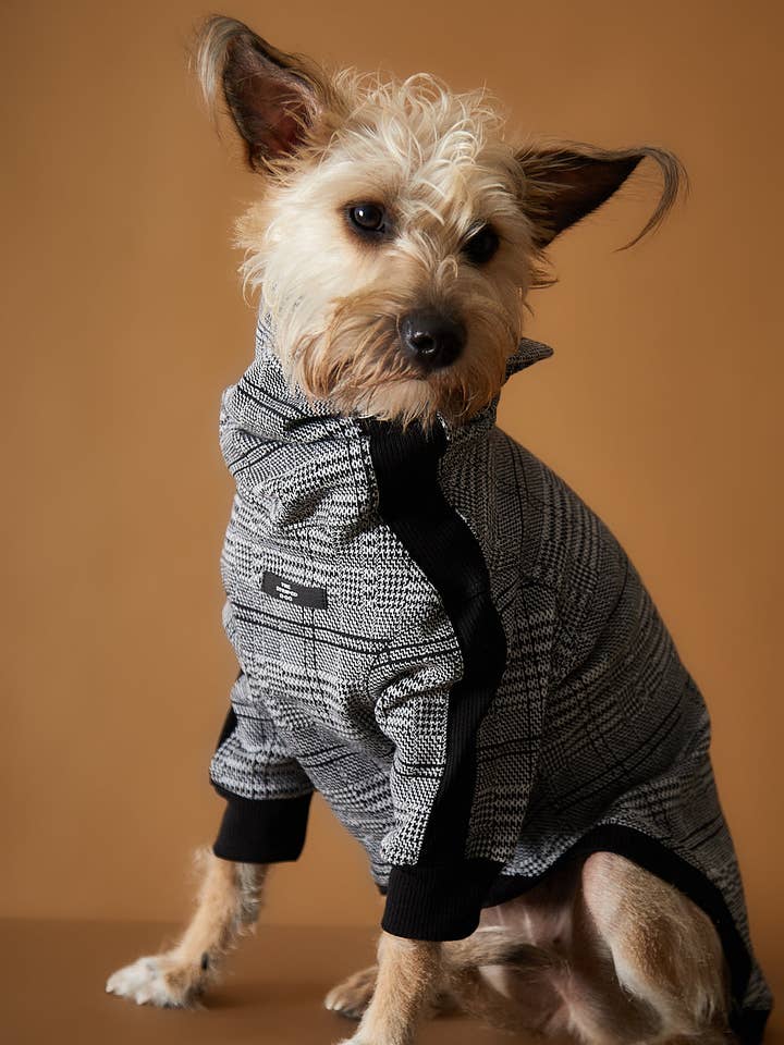 Pläd svart och vit Jaqcuard Turtleneck tröja YVES för wholesale av The Striped Dog