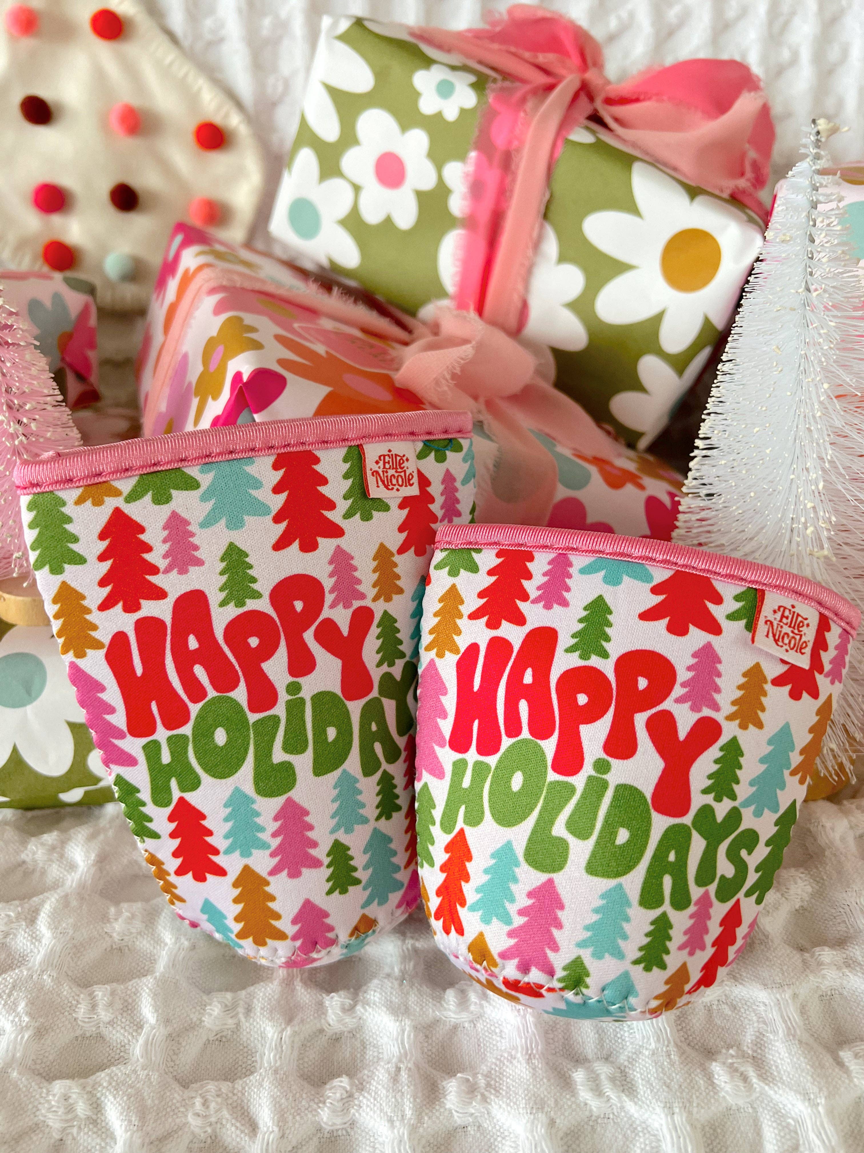 Elle Nicole – wholesale Drink huggers & koozies – Coffee Cup Cover - Happy Holidays1