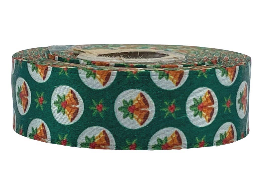 Grandbazaar24 - Wholesale Ribbon - Gift Wrapping - Festive Christmas Printed Ribbon – Jingle Bells on Green1