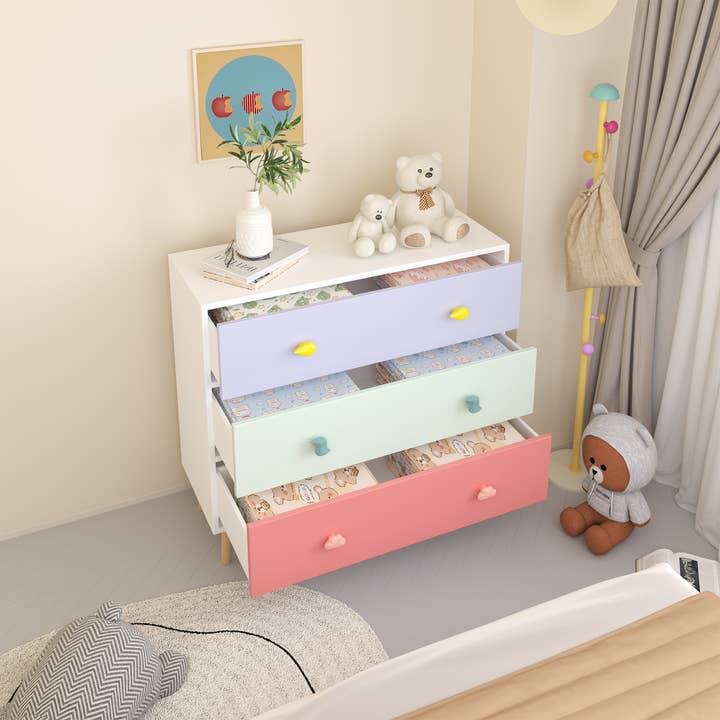 39F Inc. - Wholesale Bedroom Furniture - Colorful Kids 3-Drawer Dresser Storage Cabinet for Bedroom19