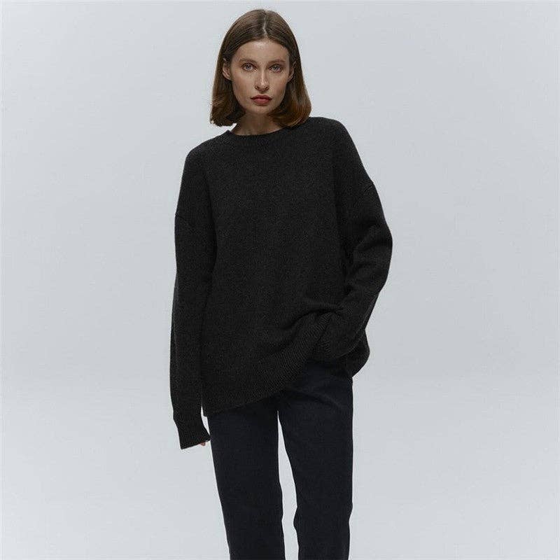 OceanusSwim – wholesale Knitted jumper – Women′s – Round Neck Solid Color Pullover Sweater9