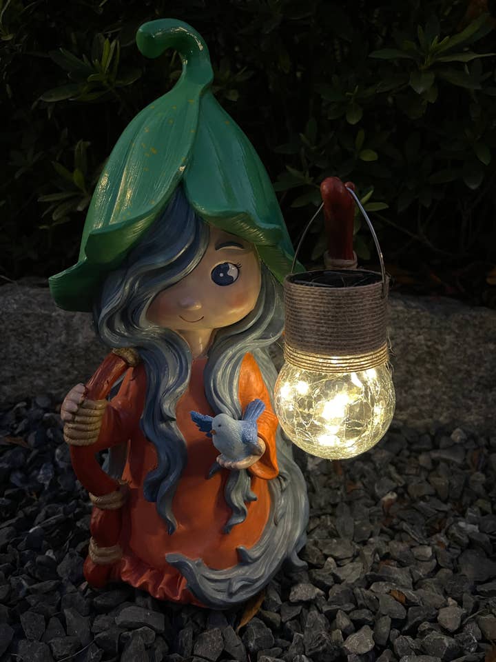 Orb Magic Girl Staff Cracked Glass Sign Solar Powered Statue - BY MARK & MARGOT - FREE SHIPPING! for wholesale by By Mark & Margot