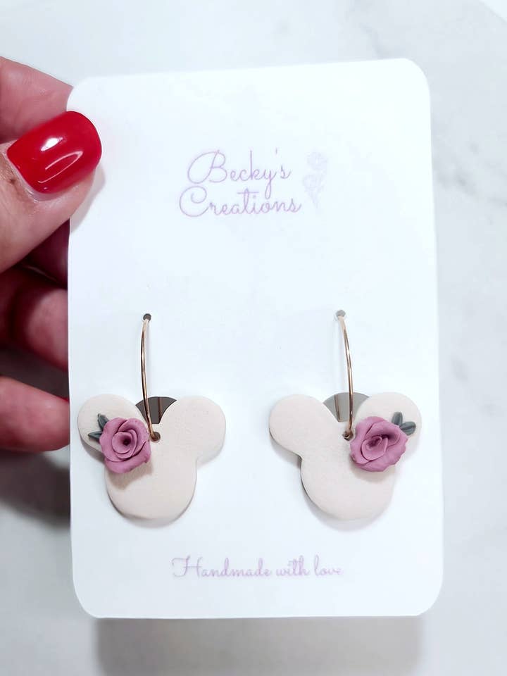 Mouse floral earrings | Floral | Polymer Clay Jewelry for wholesale by Beckys Creations