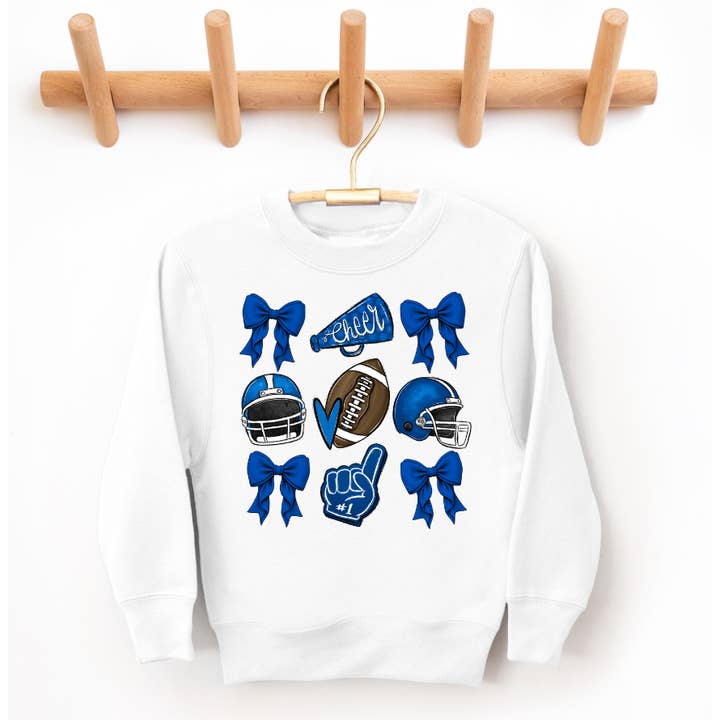 Kids Blue Football Cheer Game Day Crewneck for wholesale by Under The Lights Designs