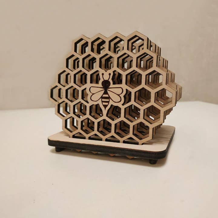 Plywood Bee Coasters. Beehive Inspire Honey bee Set for wholesale by MCS