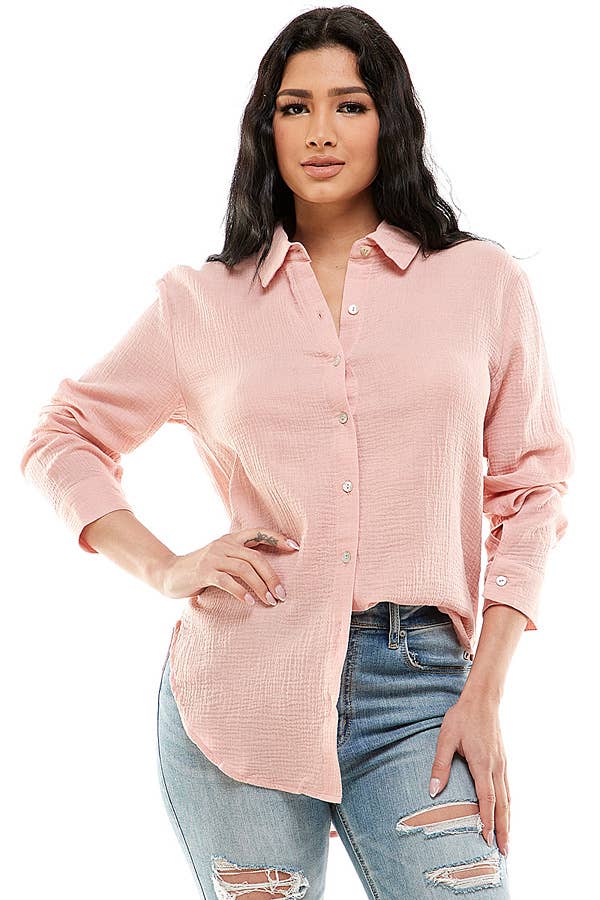 Veracci – wholesale Tröja med knappar – Dam – Dubbel gasväv Weekend Button-Down skjorta20