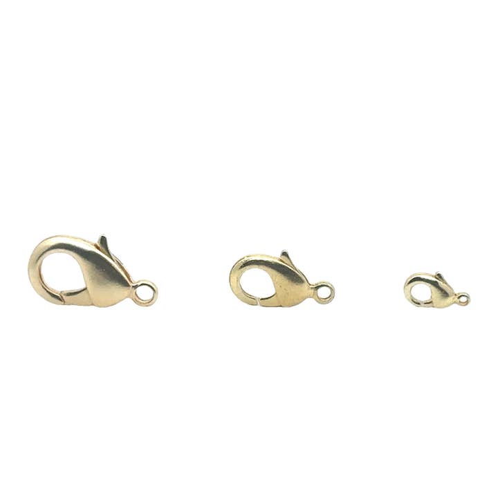 Purity Beads - Wholesale Clasp - Lobster Clasps | 6mm to 19mm | Gold Finish, Silver Plated and Gunmetal Lobster Claw Clasps | Smooth Clasps | Size: 9mm, 12mm, 15mm and 19mm.1