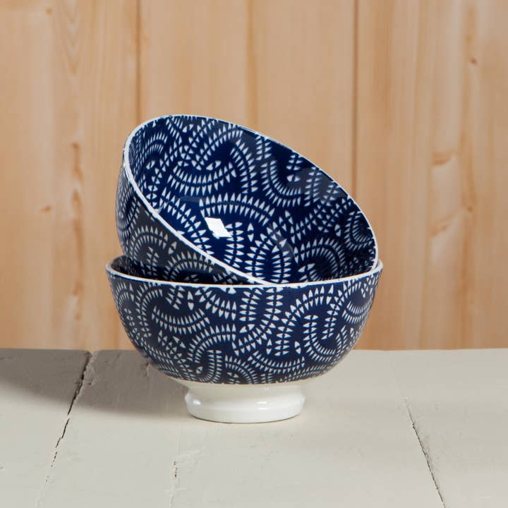Now Designs by Danica - Wholesale Bowl - Indigo Geo Stamped Bowl 4 inch5