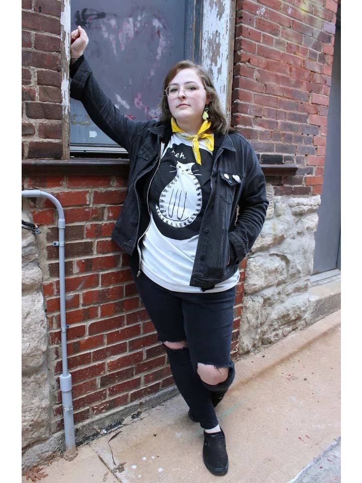 Yonder Studios - Wholesale Screen Printed T-Shirt - Women's - Meh Cat Shirt4