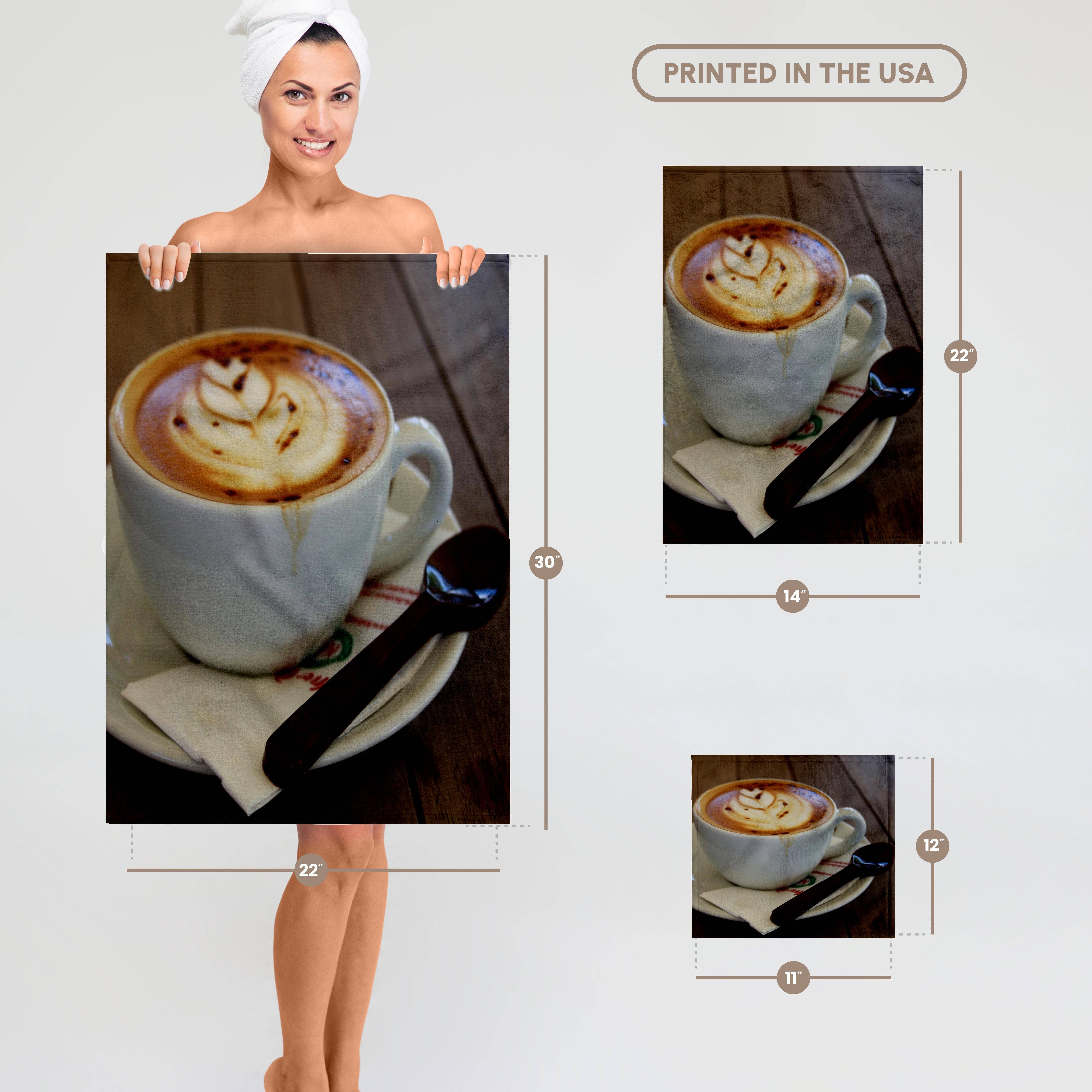 3dRose - Vente Serviettes de bain - 3dRose, Café Américain avec Design de Tulipe et Cuillère en Chocolat, Serviette6